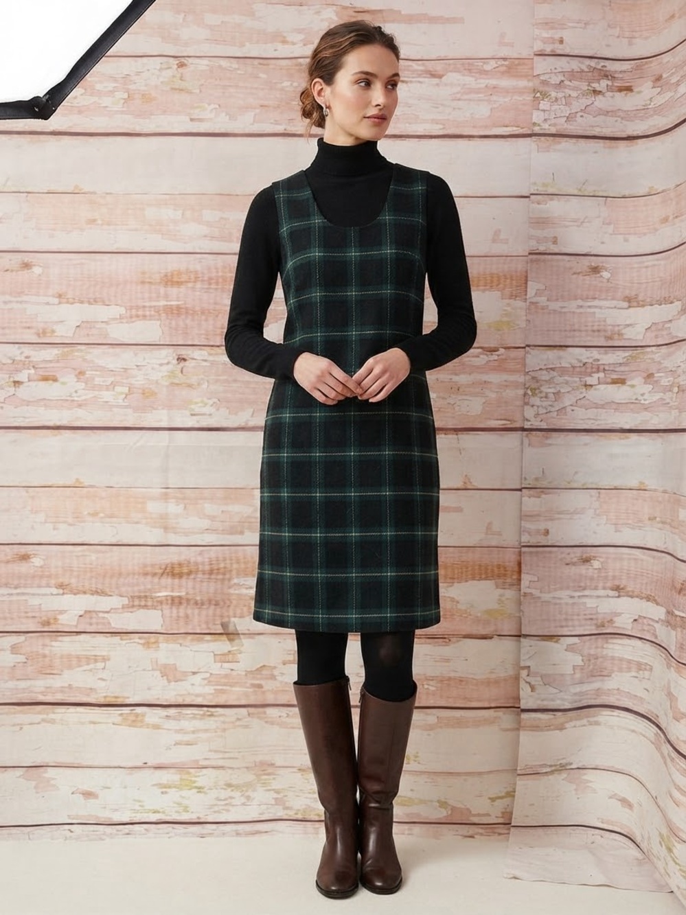 Harve Benard Plaid Wool Sleeveless Dress